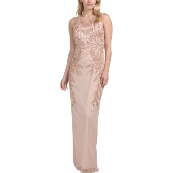 ADRIANNA PAPELL Sleeveless Beaded Column Gown